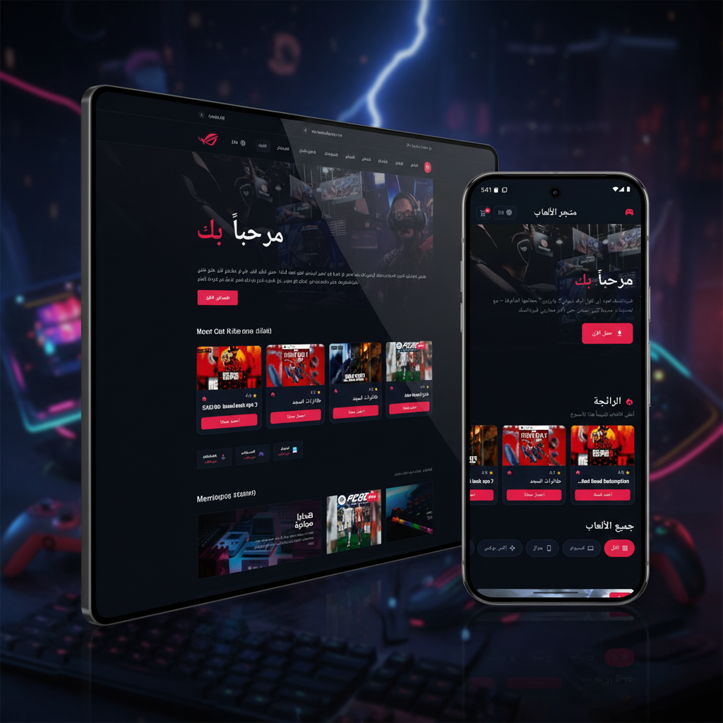 منصة متجر ألعاب متكاملة (ويب + تطبيق جوال + لوحة تحكم)